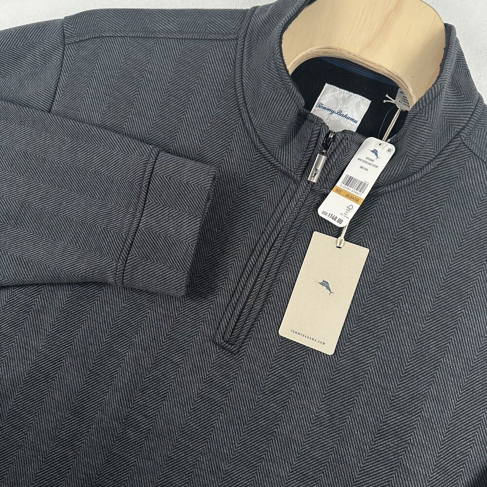 Tommy Bahama Mens 4XB Big Half Zip Gray New Castle Pullover Sweater Golf NWT NEW